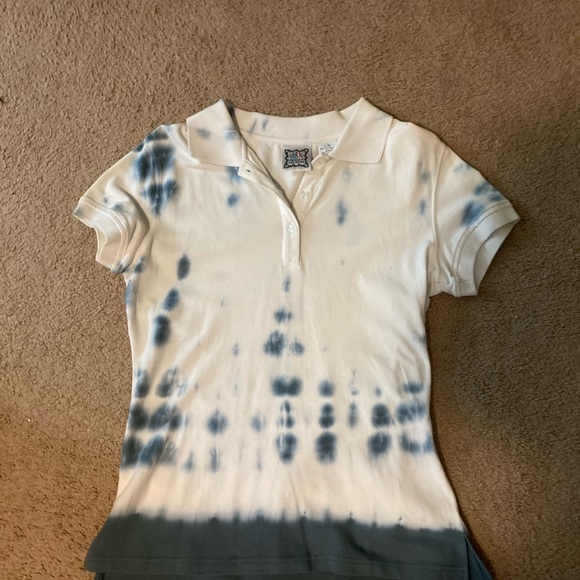 NWOT Chick by Nicky Hilton tye dye polo top - Picture 2 of 3